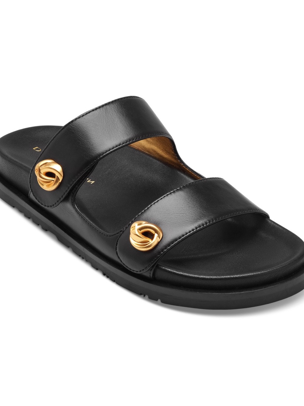 DKNY Hazley Flat Sandals | Black Leather | Women’s 8 | With Box